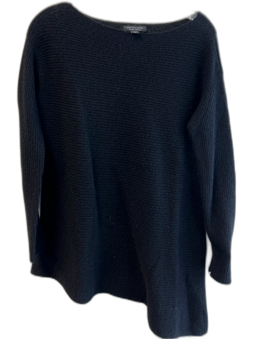 Saks Fifth Ave Size S Black Cashmere Boat Neck Knit Long Sleeve Sweater Black / S