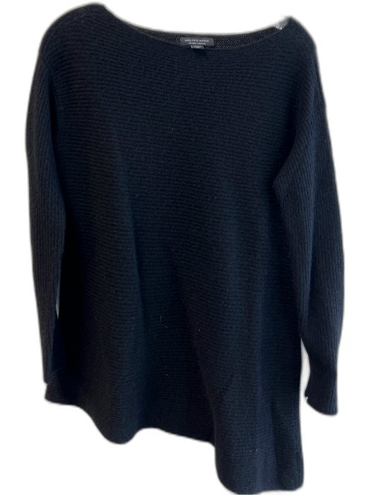 Saks Fifth Ave Size S Black Cashmere Boat Neck Knit Long Sleeve Sweater Black / S