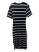 Evereve Size S Black Cotton Blend Striped Wrap dress Midi Short Sleeve Dress Black / S