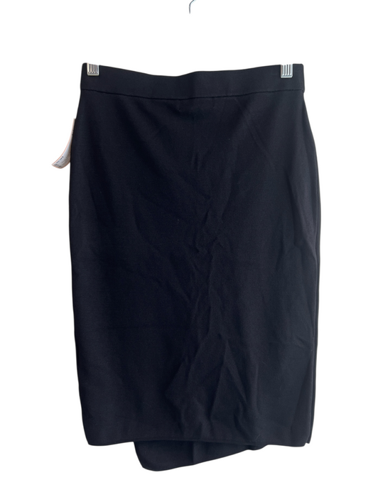 Reiss Size 4 Black Viscose Blend Elastic Waist Crossover Below Knee Skirt Black / 4