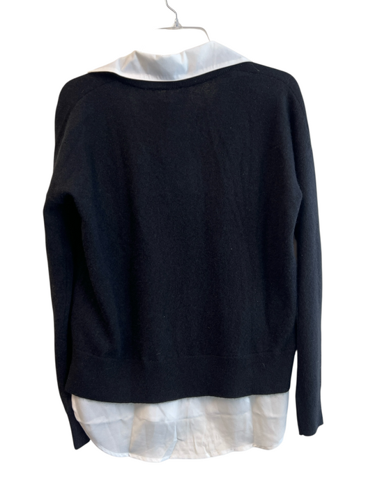 C by bloomingdales Size S Black & White Cashmere layered Collared V Neck Top Black & White / S