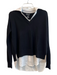 C by bloomingdales Size S Black & White Cashmere layered Collared V Neck Top Black & White / S