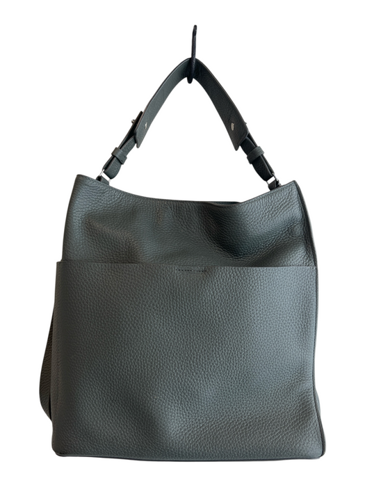 All Saints Green Leather Silver Hardware Inside & Outside Pockets Bag Green / L