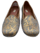Prada Shoe Size 38 Gray & Gold textile upper Floral Brocade Slip On Loafer Flats Gray & Gold / 38