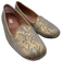 Prada Shoe Size 38 Gray & Gold textile upper Floral Brocade Slip On Loafer Flats Gray & Gold / 38