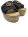 Gucci Shoe Size 37.5 Black & Beige Leather Upper Chevron Quilting Espadrille Black & Beige / 37.5