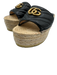 Gucci Shoe Size 37.5 Black & Beige Leather Upper Chevron Quilting Espadrille Black & Beige / 37.5
