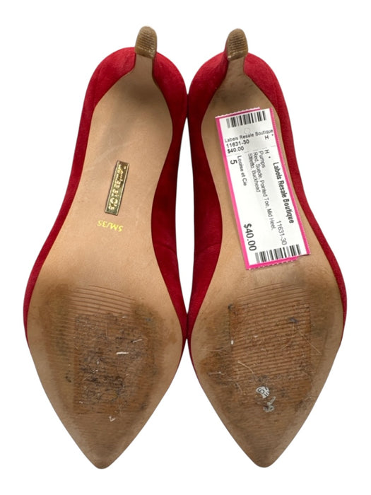 Louise et Cie Shoe Size 5 Red Suede Pointed Toe Mid Heel Stiletto Pumps Red / 5