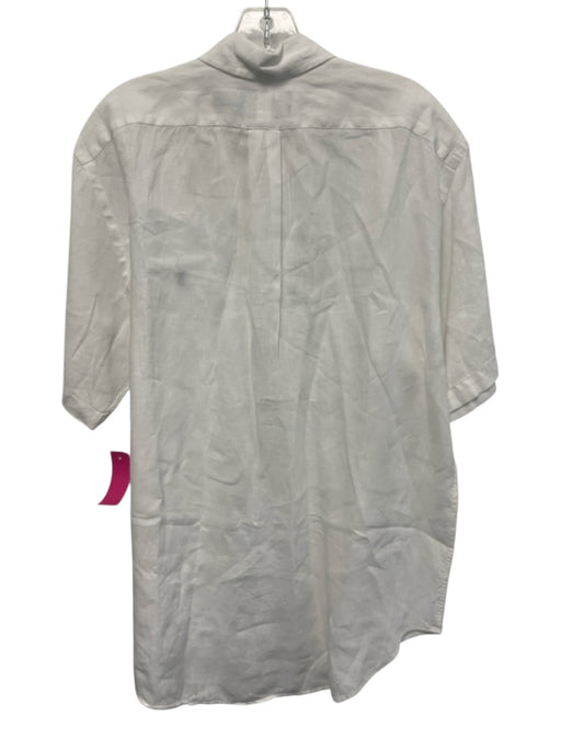 Polo Size L White Linen Solid Button Up Men's Short Sleeve White / L