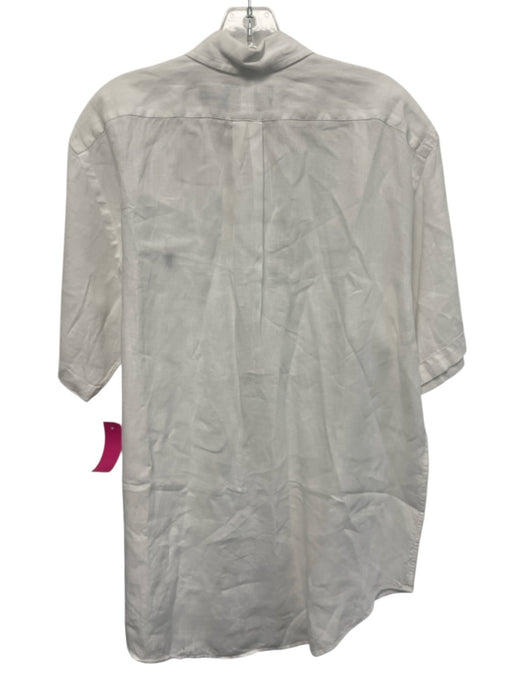Polo Size L White Linen Solid Button Up Men's Short Sleeve White / L