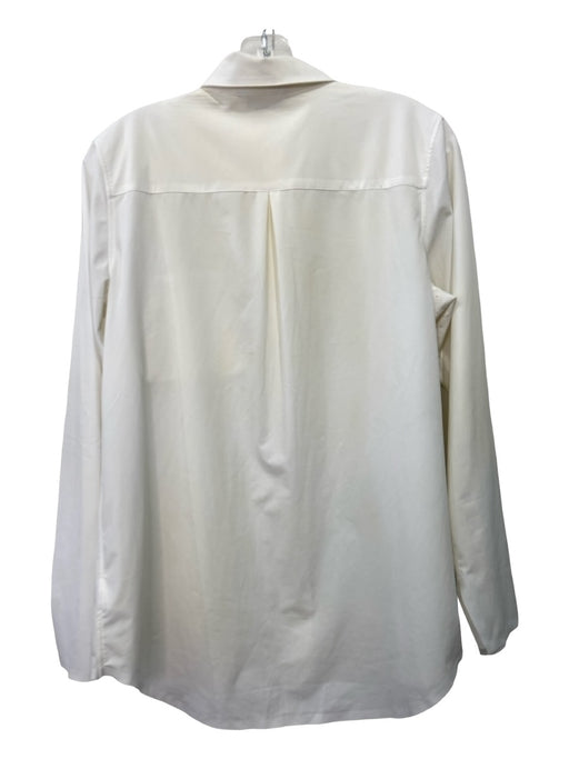Athleta Size S Cream White Polyester Blend Collared Button Up Long Sleeve Top Cream White / S