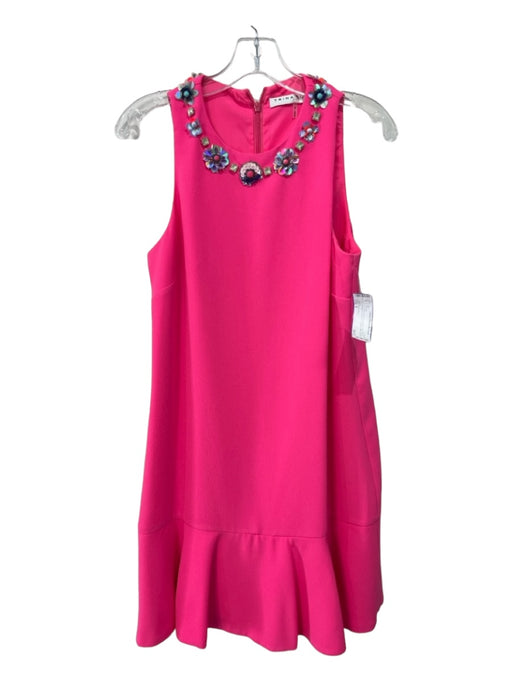 Trina Turk Size 8 Fuschia Polyester Sleeveless Bead & Sequin Zip Back Dress Fuschia / 8