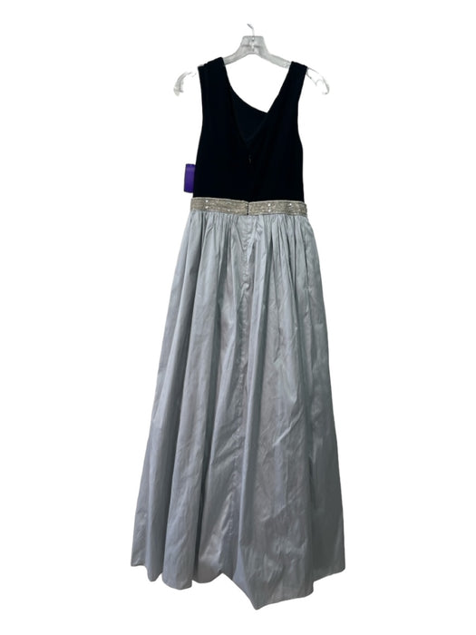 Aidan Mattox Size 8 Black & Gray Taffeta Beaded Waist Jersey Top Ball Gown Dress Black & Gray / 8