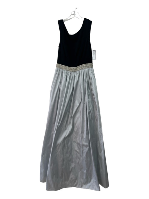 Aidan Mattox Size 8 Black & Gray Taffeta Beaded Waist Jersey Top Ball Gown Dress Black & Gray / 8