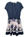 Ted Baker Size 3/L Navy & Pink Polyester Blend Floral Round Neck A line Dress Navy & Pink / 3/L