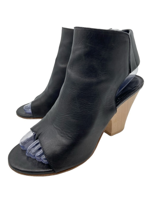 Maria + Cornejo Shoe Size 36 Black & Tan Leather Wood Open Toe Block Heel Pumps Black & Tan / 36