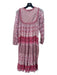 Matta Size XS Pink & White Cotton Quilted Top Long Sleeve V Neck Maxi Dress Pink & White / XS