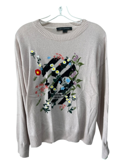Skull Cashmere Size S Beige, Black, Multi Cashmere Embroidered Flowers Sweater Beige, Black, Multi / S