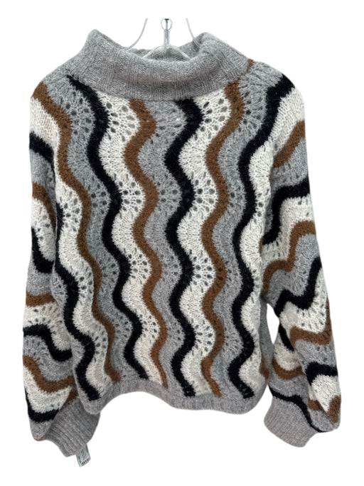 Eleven Six Size XS/S Gray, Black, Brown Alpaca Blend Wavy Stripes Sweater Gray, Black, Brown / XS/S