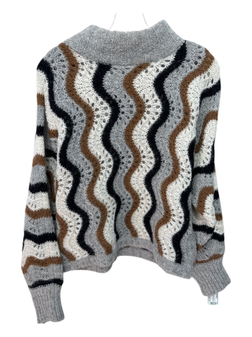 Eleven Six Size XS/S Gray, Black, Brown Alpaca Blend Wavy Stripes Sweater Gray, Black, Brown / XS/S