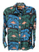 Oliphant Size XXS Blue, Green, Pink Viscose Abstract Long Sleeve Button Down Top Blue, Green, Pink / XXS