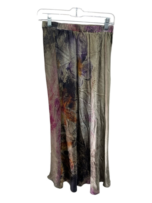 Avant Toi Size S Green, Yellow, Purple Silk Blend Elastic Waist Tie Dye Skirt Green, Yellow, Purple / S