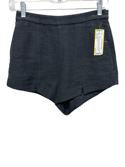Doen Size XS Charcoal Black Linen & Cotton Textured Side Zip Seam Detail Shorts Charcoal Black / XS