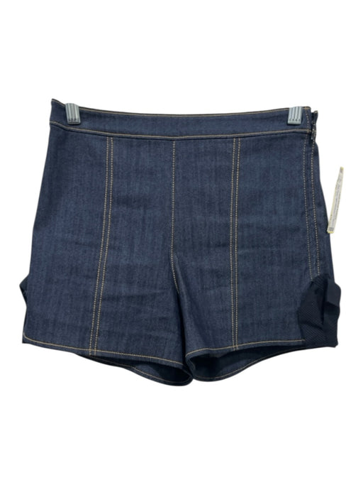 Cinq a Sept Size XS Dark Wash Cotton Blend Denim Stitch Detail Bows Mini Shorts Dark Wash / XS