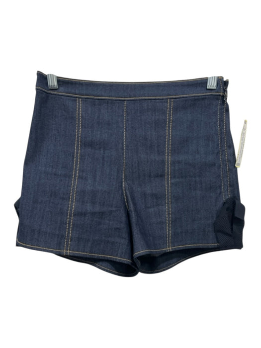 Cinq a Sept Size XS Dark Wash Cotton Blend Denim Stitch Detail Bows Mini Shorts Dark Wash / XS