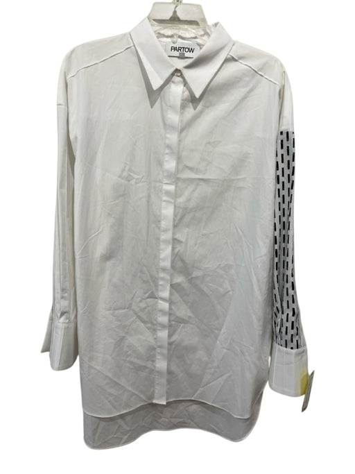 Partow Size M White & Black Cotton Long Sleeve Button Down Cutout detail Top White & Black / M