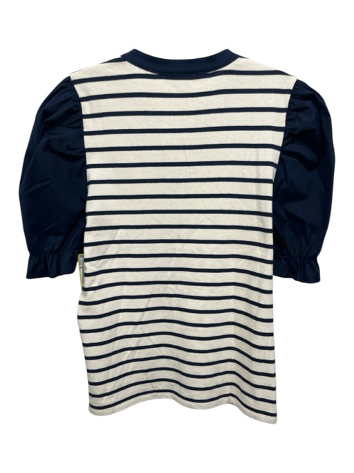 Veronica Beard Size M Navy blue & Cream Cotton Striped Short Puff Sleeve Top Navy blue & Cream / M