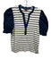 Veronica Beard Size M Navy blue & Cream Cotton Striped Short Puff Sleeve Top Navy blue & Cream / M