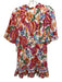 Farm Rio Size M White & Multi Cotton & Viscose Floral Short Puff Sleeve Dress White & Multi / M