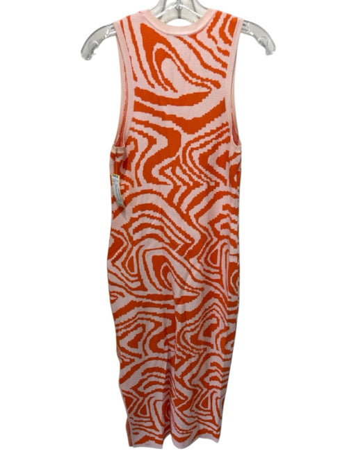 Milly Size L Orange & Peach Viscose & Polyester Knit Sleeveless Dress Orange & Peach / L