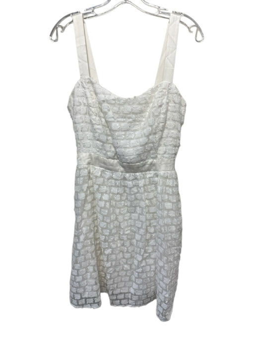 Abbey Glass Size S White Polyester Blend Textured Ribbon Straps Rectangle Dress White / S