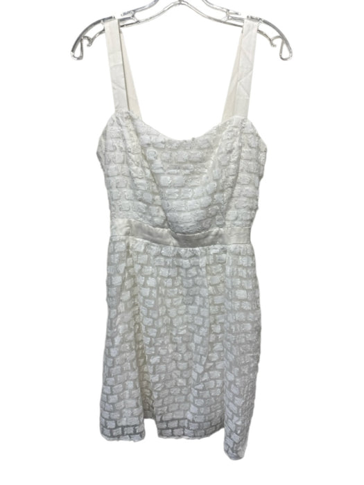 Abbey Glass Size S White Polyester Blend Textured Ribbon Straps Rectangle Dress White / S