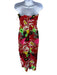 Milly Size Est S Red, Nude & Multi Polyester Embroidered Flowers Overlay Dress Red, Nude & Multi / Est S
