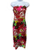 Milly Size Est S Red, Nude & Multi Polyester Embroidered Flowers Overlay Dress Red, Nude & Multi / Est S