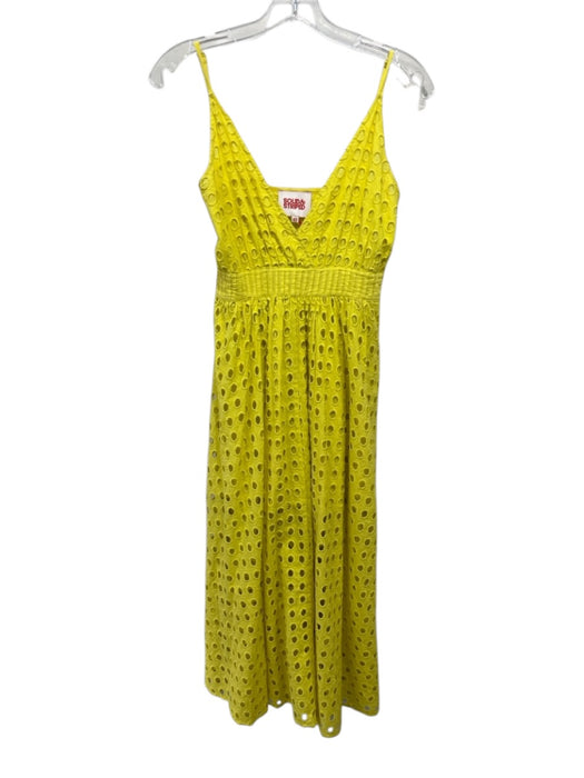 Solid & Striped Size XS Yellow Eyelet Lace Dot Spaghetti Strap V Neck Dress Yellow / XS