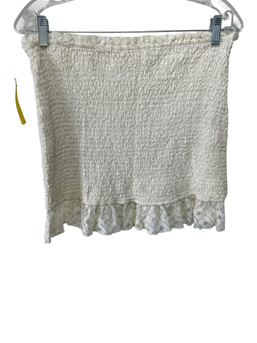 Lovers + Friends Size M Cream White Nylon & Cotton Lace One Shoulder Skirt Set Cream White / M