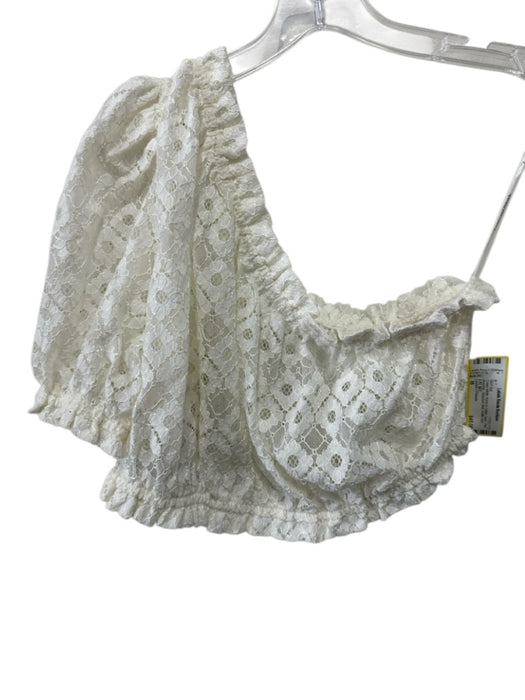 Lovers + Friends Size M Cream White Nylon & Cotton Lace One Shoulder Skirt Set Cream White / M