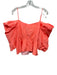 Tanya Taylor Size M Neon Orange Cotton Short Puff Sleeve Off Shoulder Peplum Top Neon Orange / M