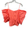 Tanya Taylor Size M Neon Orange Cotton Short Puff Sleeve Off Shoulder Peplum Top Neon Orange / M