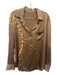 Raquel Allegra Size Est M Brown, Yellow & Black Rayon Satin Tie Dye Collared Top Brown, Yellow & Black / Est M