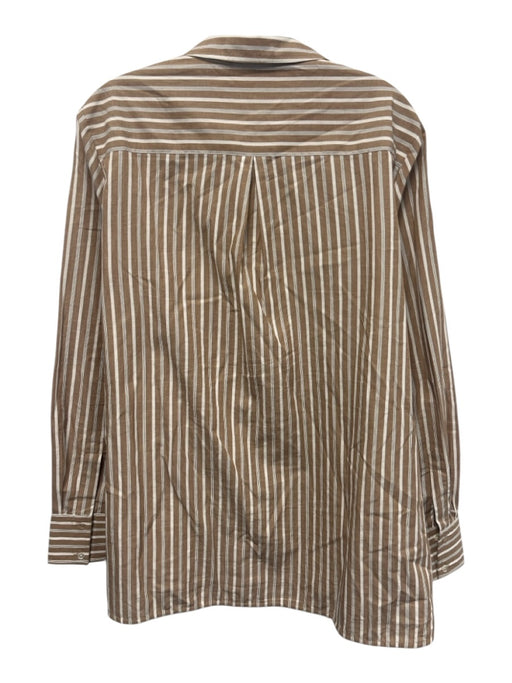 Bella Jones Size 3 Brown & White Cotton Striped Long Sleeve Button Up Top Brown & White / 3