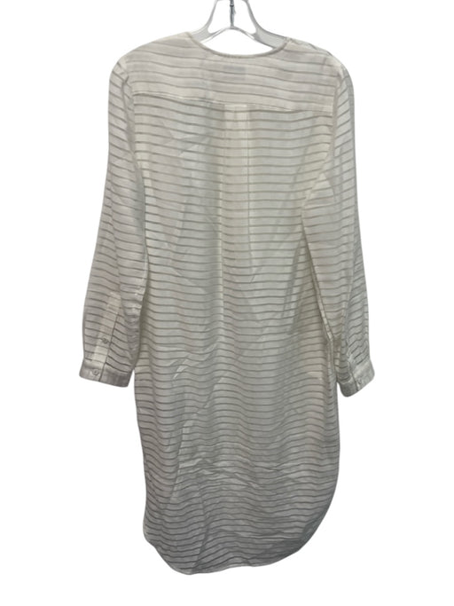 Zimmermann Size 1 Cream White Rayon Blend Striped Semi Sheer Long Sleeve Dress Cream White / 1