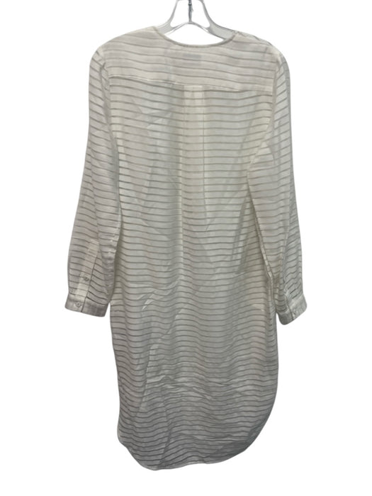 Zimmermann Size 1 Cream White Rayon Blend Striped Semi Sheer Long Sleeve Dress Cream White / 1