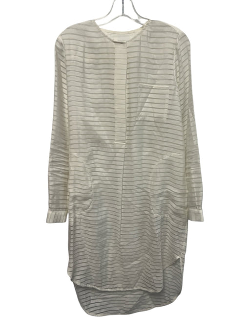Zimmermann Size 1 Cream White Rayon Blend Striped Semi Sheer Long Sleeve Dress Cream White / 1