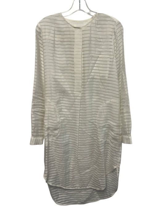 Zimmermann Size 1 Cream White Rayon Blend Striped Semi Sheer Long Sleeve Dress Cream White / 1