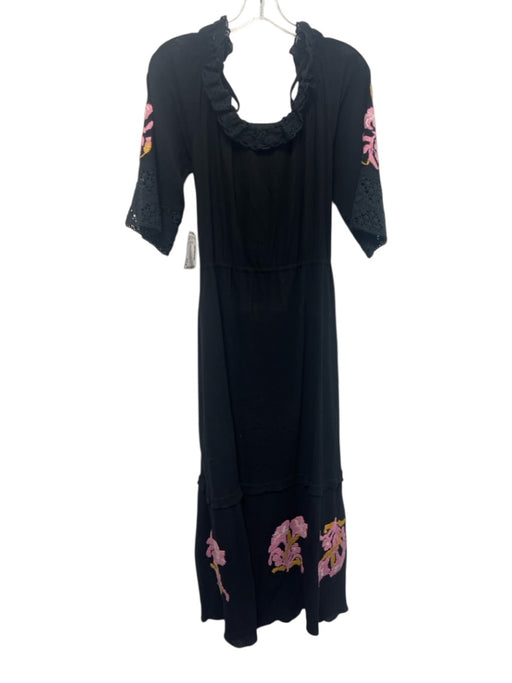 Figue Size L Black, Purple & Orange Cotton Removable Straps Off Shoulder Dress Black, Purple & Orange / L